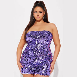 GLORIA STRAPLESS SEQUIN DRESS