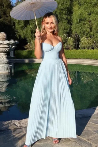 A-Line Strapless Pleated Dress, Corset Maxi Dress
