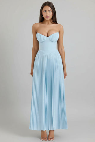 A-Line Strapless Pleated Dress, Corset Maxi Dress