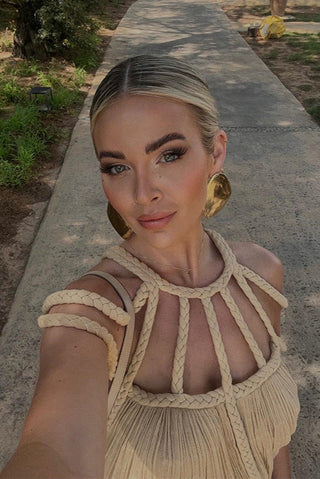 Backless Flowy Boho Maxi Dress