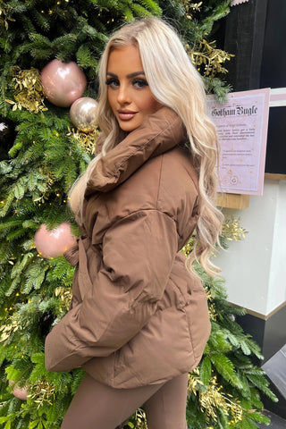 Belted Puffer Jacket, Women’s Short Padded Winter Coat