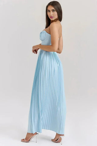 A-Line Strapless Pleated Dress, Corset Maxi Dress