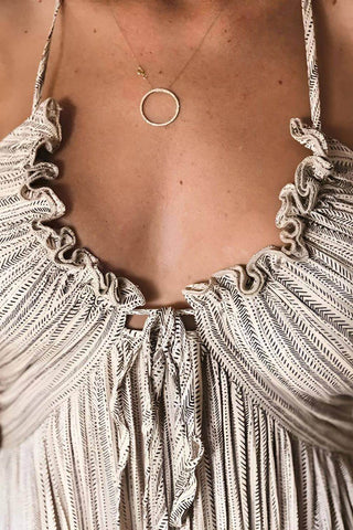 Flowy Boho Halter Maxi Dress, Long Pleated Sundress With Back Tie