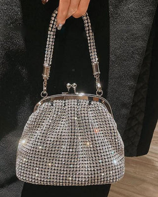 Top Handle Rhinestone Clutch Bag, Sparkly Embellished Purse