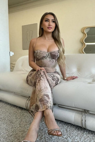 Leopard Print Lace Up Bodycon Maxi Dress