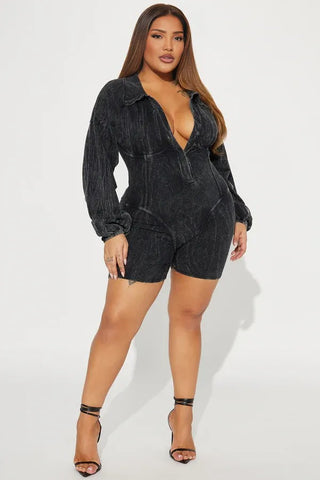 Mineral Wash Ribbed Romper