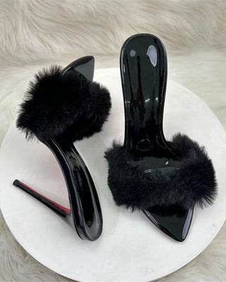 MONIQUE FUR MULE HEELS
