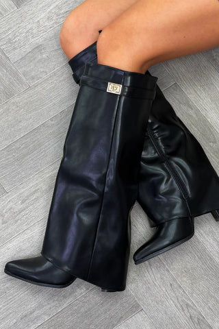 Pointy Knee High Block Heel Boots