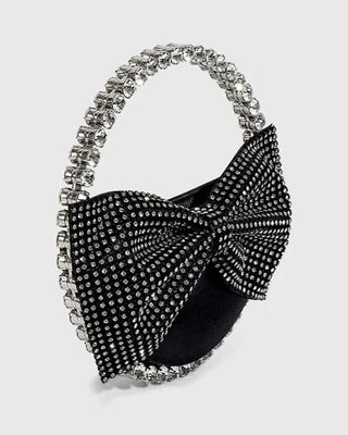 Crystal Top Handle Round Rhinestone Bowtie Clutch Bag