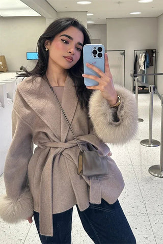 MIA FAUX FUR WRAP COAT