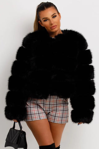 Short Faux Fur Bubble Jacket