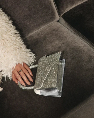 Flap Top handle Rhinestone Clutch Bag, Sparkly Diamante Purse