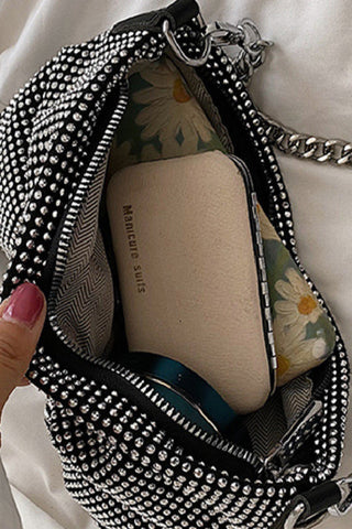 Bow Rhinestone Shoulder Bag, Sparkly Evening Purse, Glam Party Bag