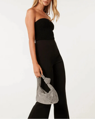 Sparkly Knot Tie Bag, Top Handle Rhinestone Embellished Purse