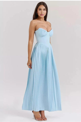 A-Line Strapless Pleated Dress, Corset Maxi Dress