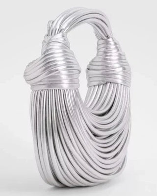 Metallic Strappy Shoulder Bag with Zipper Closure