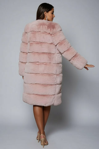 Plush Knee Length Oversize Faux Fur Winter Coat