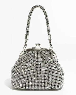 Kiss Lock Rhinestone Clutch Bag with Chain, Sparkly Embellished Purse