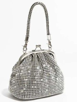 Kiss Lock Rhinestone Clutch Bag with Chain, Sparkly Embellished Purse