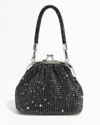 Kiss Lock Rhinestone Clutch Bag with Chain, Sparkly Embellished Purse
