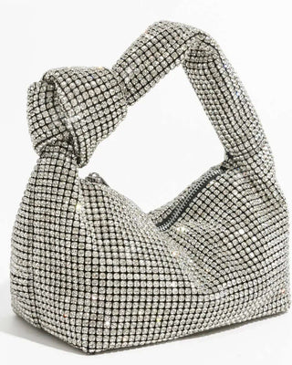 Sparkly Knot Tie Bag, Top Handle Rhinestone Embellished Purse