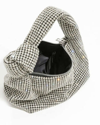 Sparkly Knot Tie Bag, Top Handle Rhinestone Embellished Purse