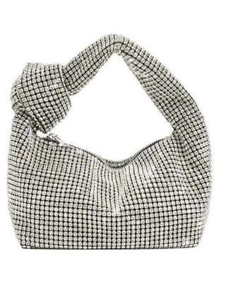 Sparkly Knot Tie Bag, Top Handle Rhinestone Embellished Purse